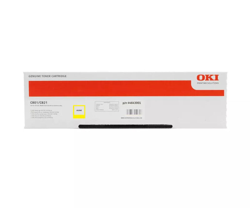 Toner 44643001 OKI Original Neuf Jaune 7300 Pages Pour C801/C821  OKI   