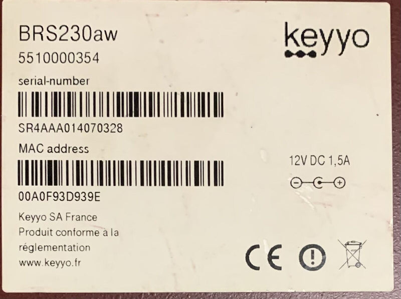 🔥 Modem Routeur ADSL/Fibre KEYYO BRS230aw 💨  Keyyo   